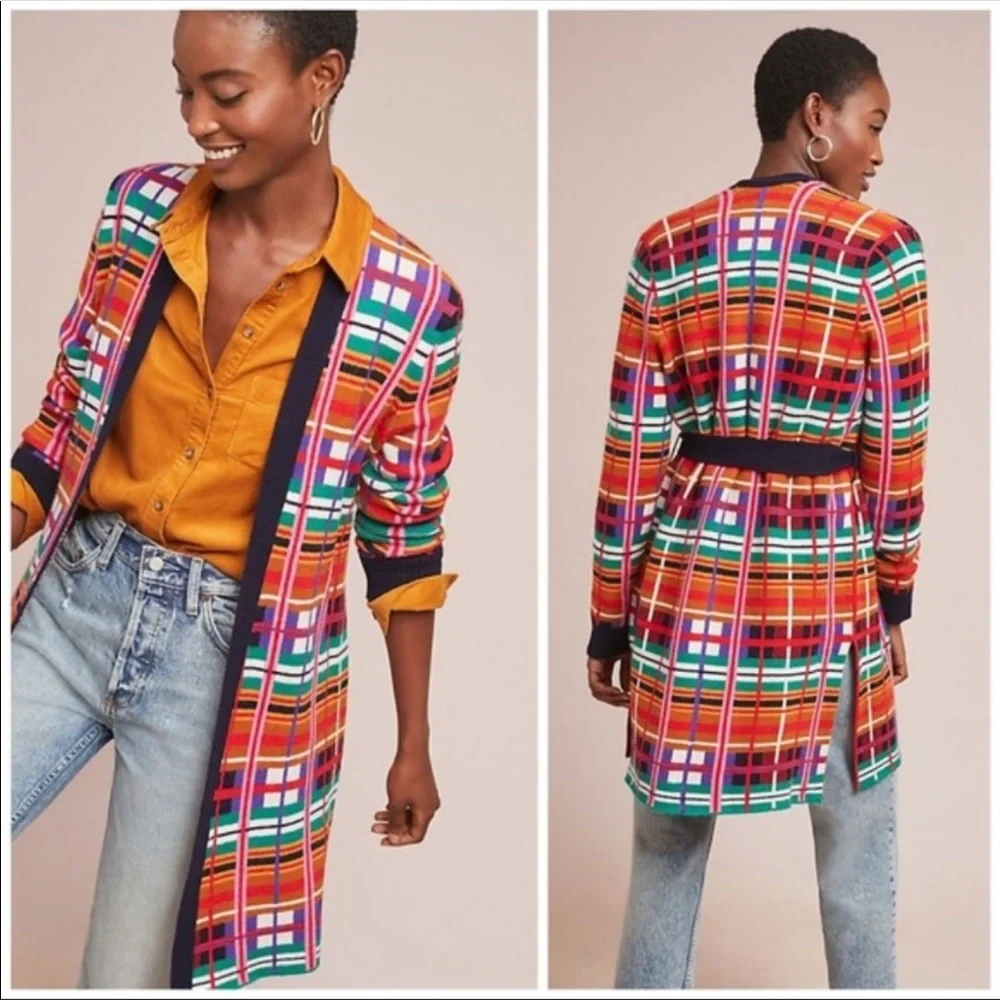 Anthropologie Moth Williston Plaid Cardigan XS VERY GOOD USED CONDITION. - Picture 1 of 12
